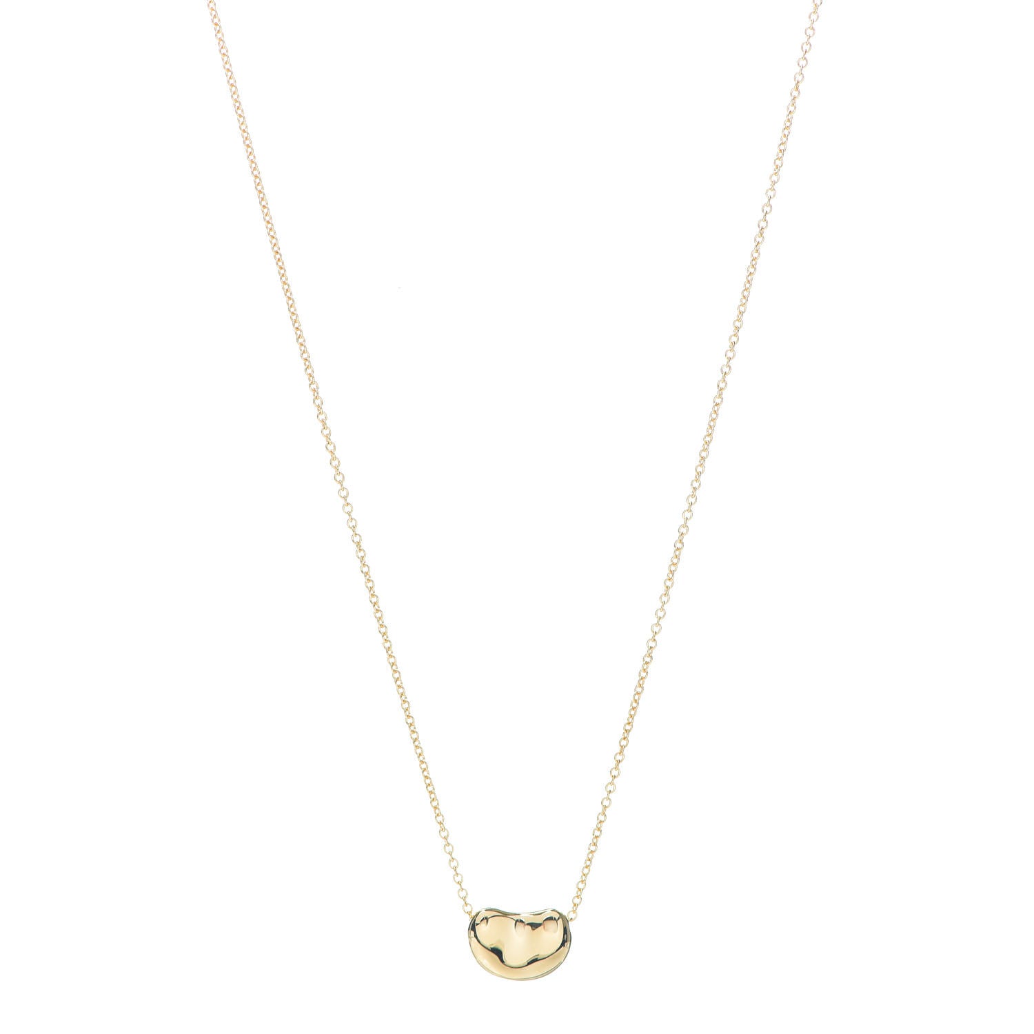 Tiffany 18K Yellow Gold 11mm Elsa Peretti Bean Pendant Necklace 1 of 5