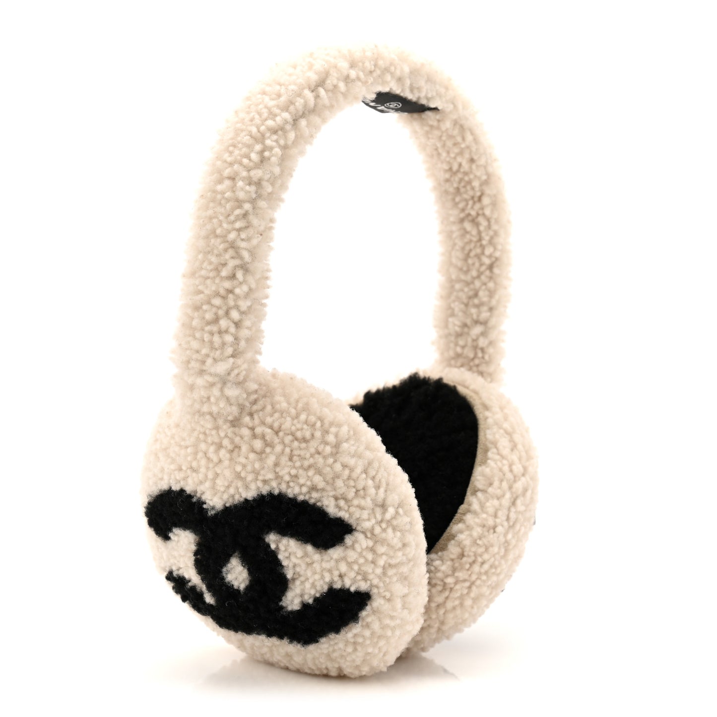 Shearling CC Ear Muffs White Black