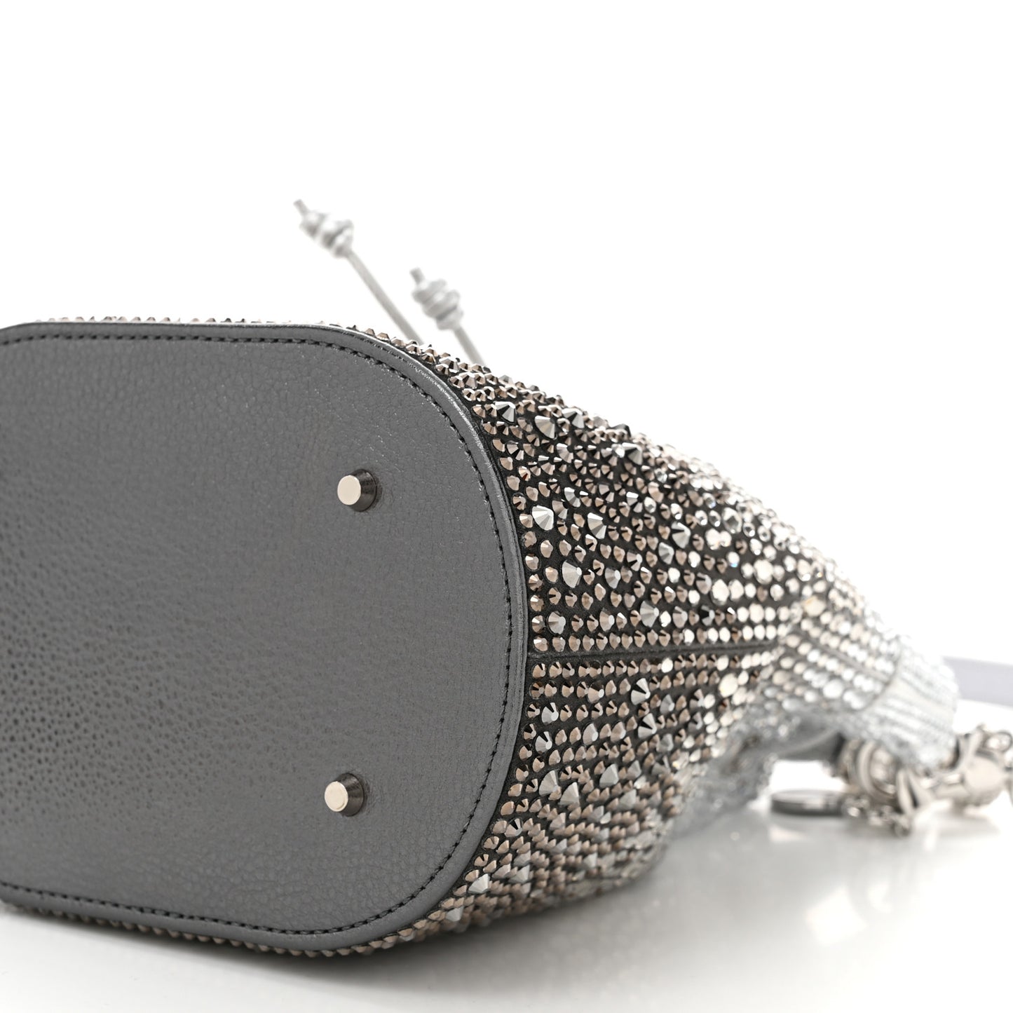 Satin Crystal Embellished Piper Bucket Gradient Platinum