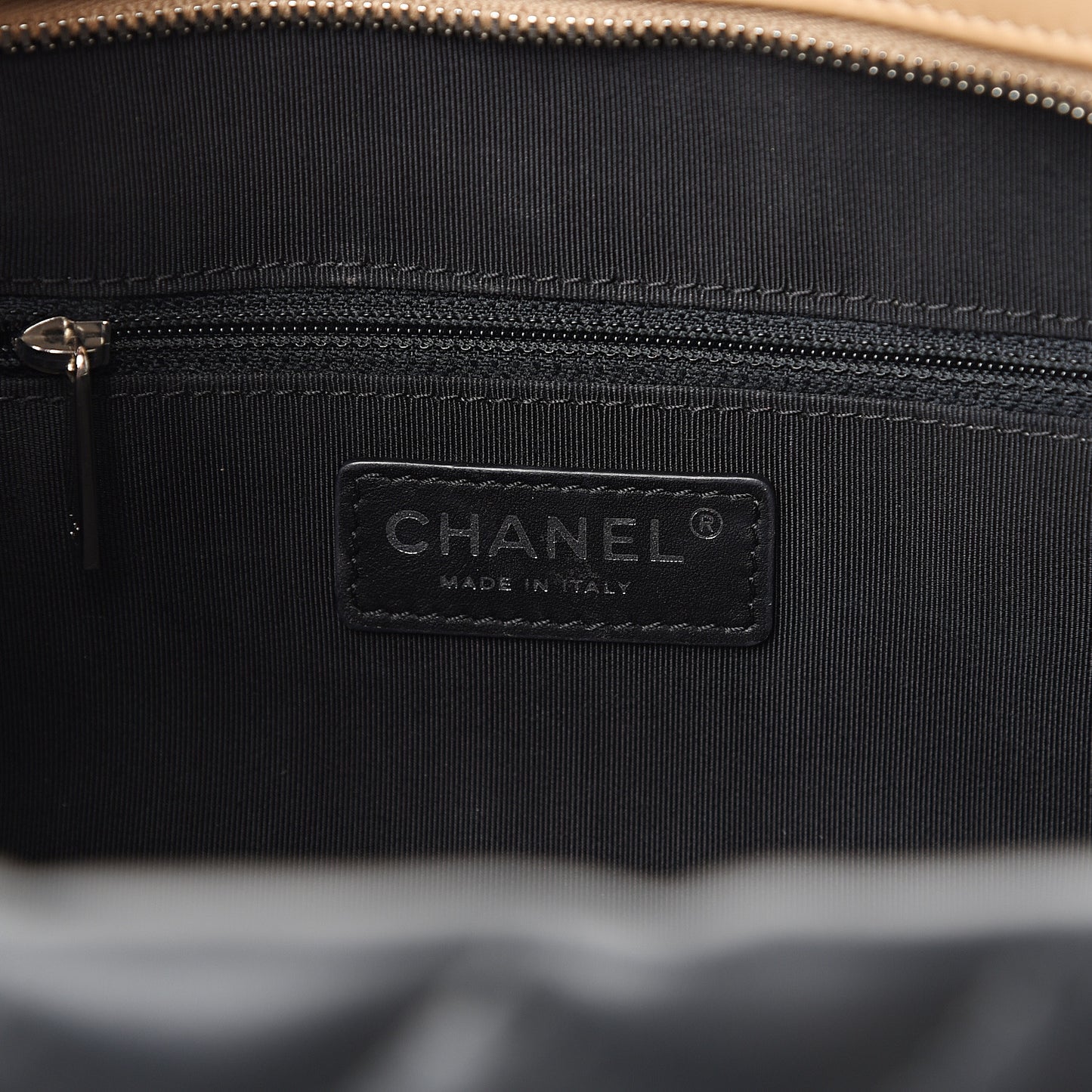 Calfskin Quilted Feather Weight Bowling Bag Black Beige