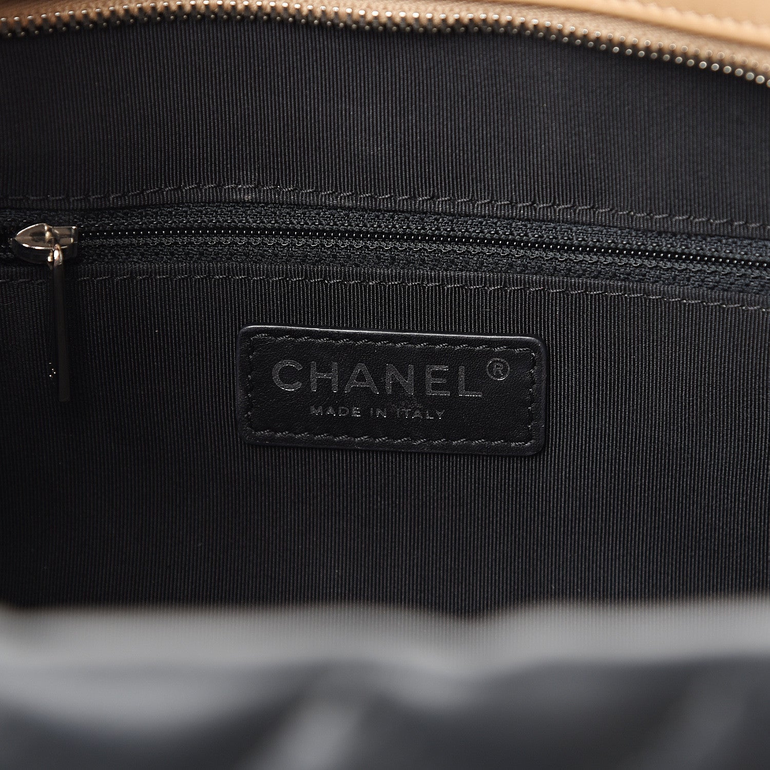 Chanel Calfskin Quilted Feather Weight Bowling Bag Black Beige 5 of 15