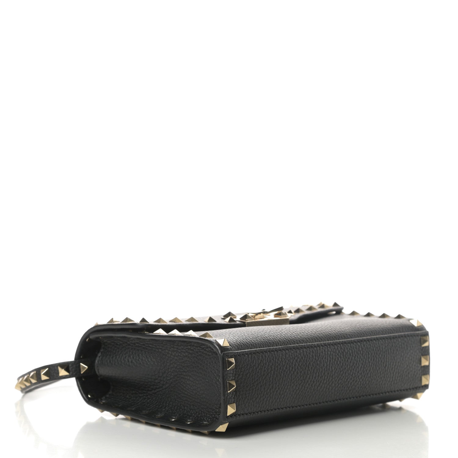 Valentino Garavani Pebbled Calfskin Medium Rockstud Flip Lock Crossbody Bag Black 4 of 11