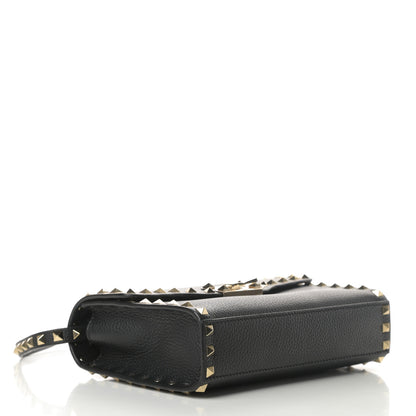 Valentino Garavani Pebbled Calfskin Medium Rockstud Flip Lock Crossbody Bag Black 4 of 11