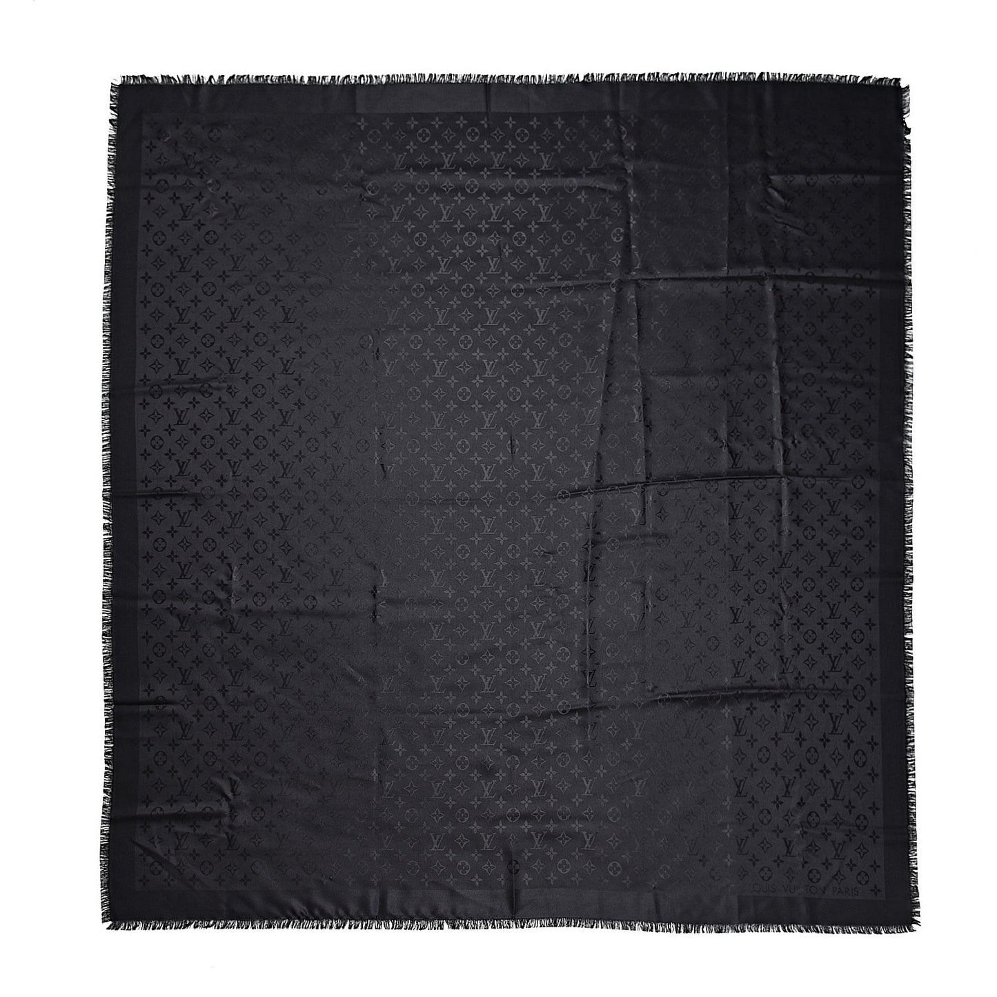 Silk Wool Monogram Shawl Black