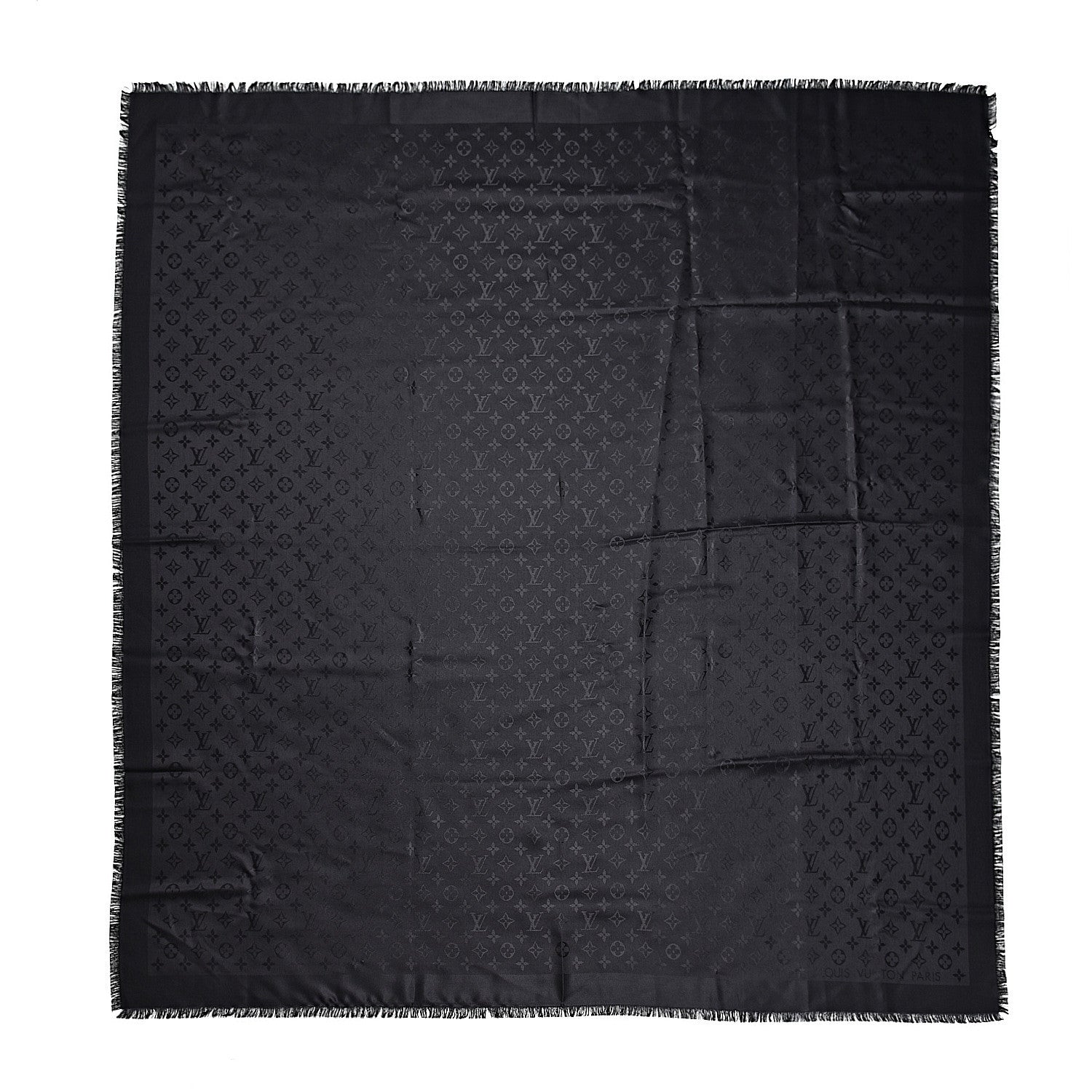 Louis Vuitton Silk Wool Monogram Shawl Black 1 of 5