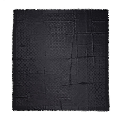 Louis Vuitton Silk Wool Monogram Shawl Black 1 of 5