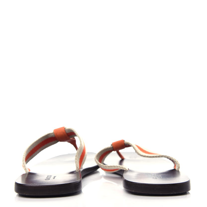 Gucci Nylon Calfskin Web Womens Thong Sandals 36.5 Papaya Cocoa 7 of 10
