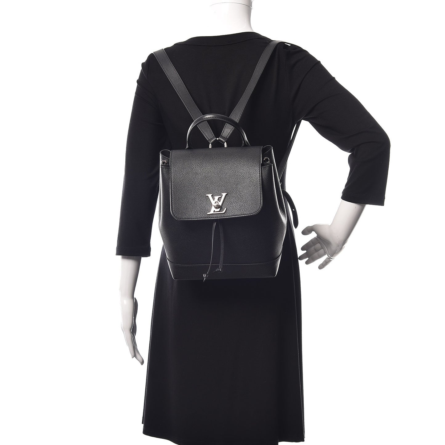 Calfskin Lockme Backpack Black