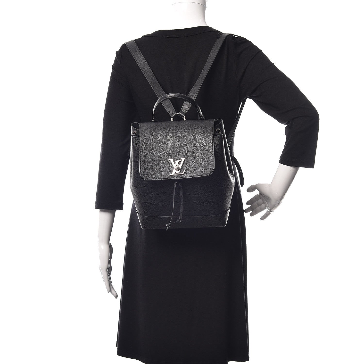 Louis Vuitton Calfskin Lockme Backpack Black 2 of 10