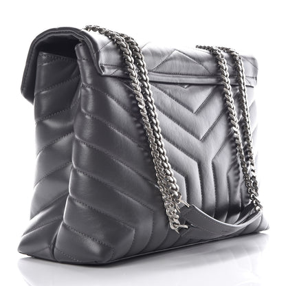 Saint Laurent Calfskin Y Quilted Monogram Medium Loulou Chain Satchel Asphalt 3 of 9