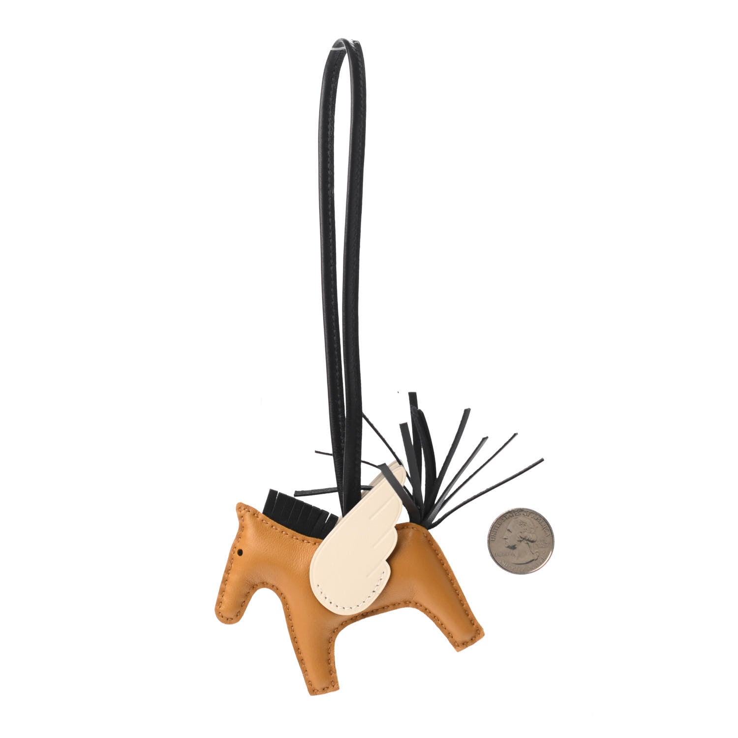 Hermes Milo Lambskin Grigri Rodeo Pegase Horse Bag Charm PM Sesame Black Nata 2 of 4