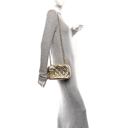 Chanel Metallic Lambskin Quilted Mini Bowling Bag Gold 2 of 10