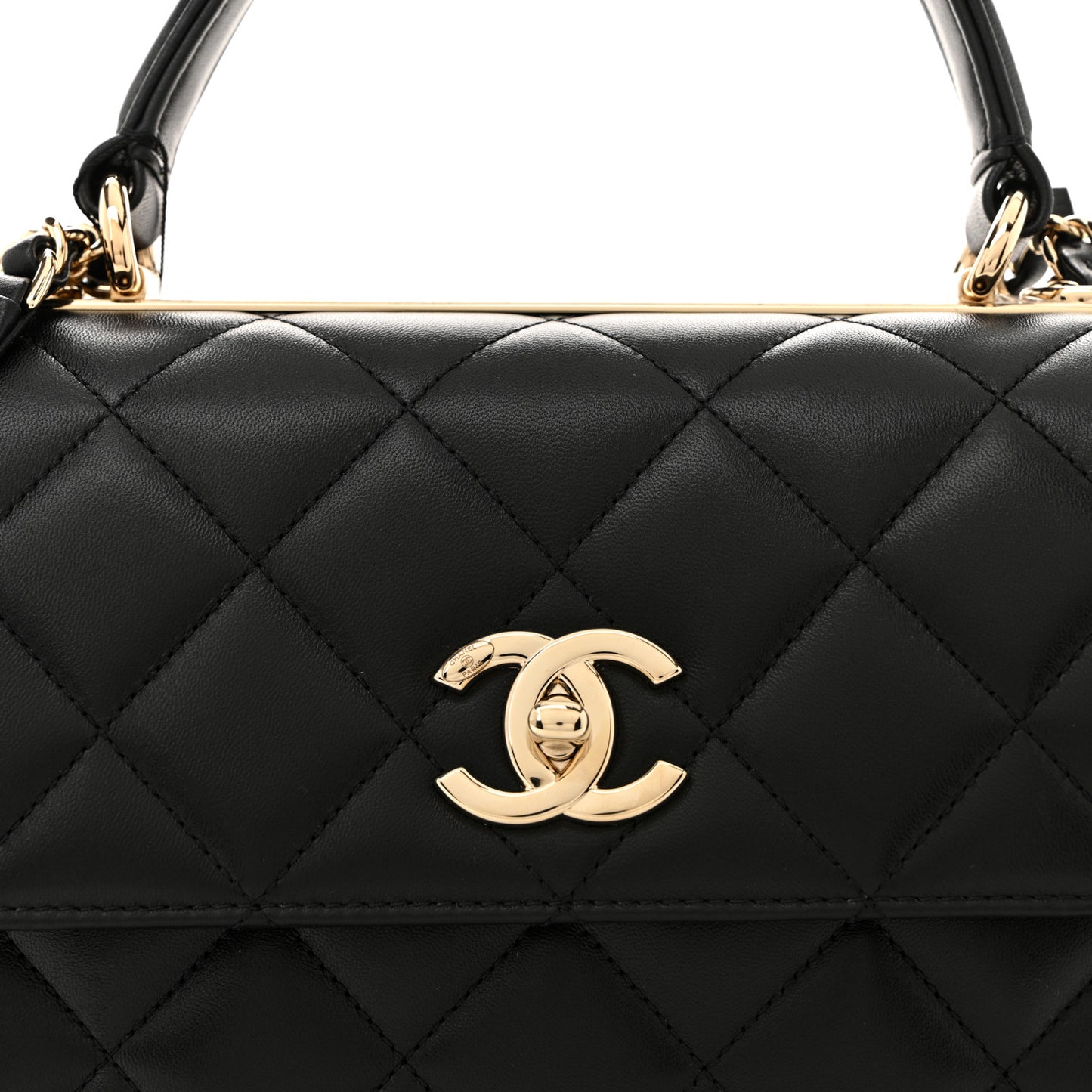 Lambskin Quilted Small Trendy CC Dual Handle Flap Bag Black