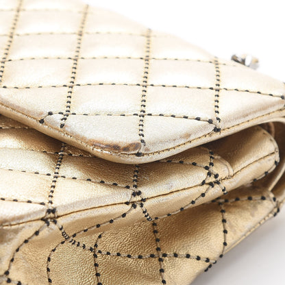 Chanel Metallic Lambskin Quilted Stitch Medium Double Flap Light Gold 21 of 21