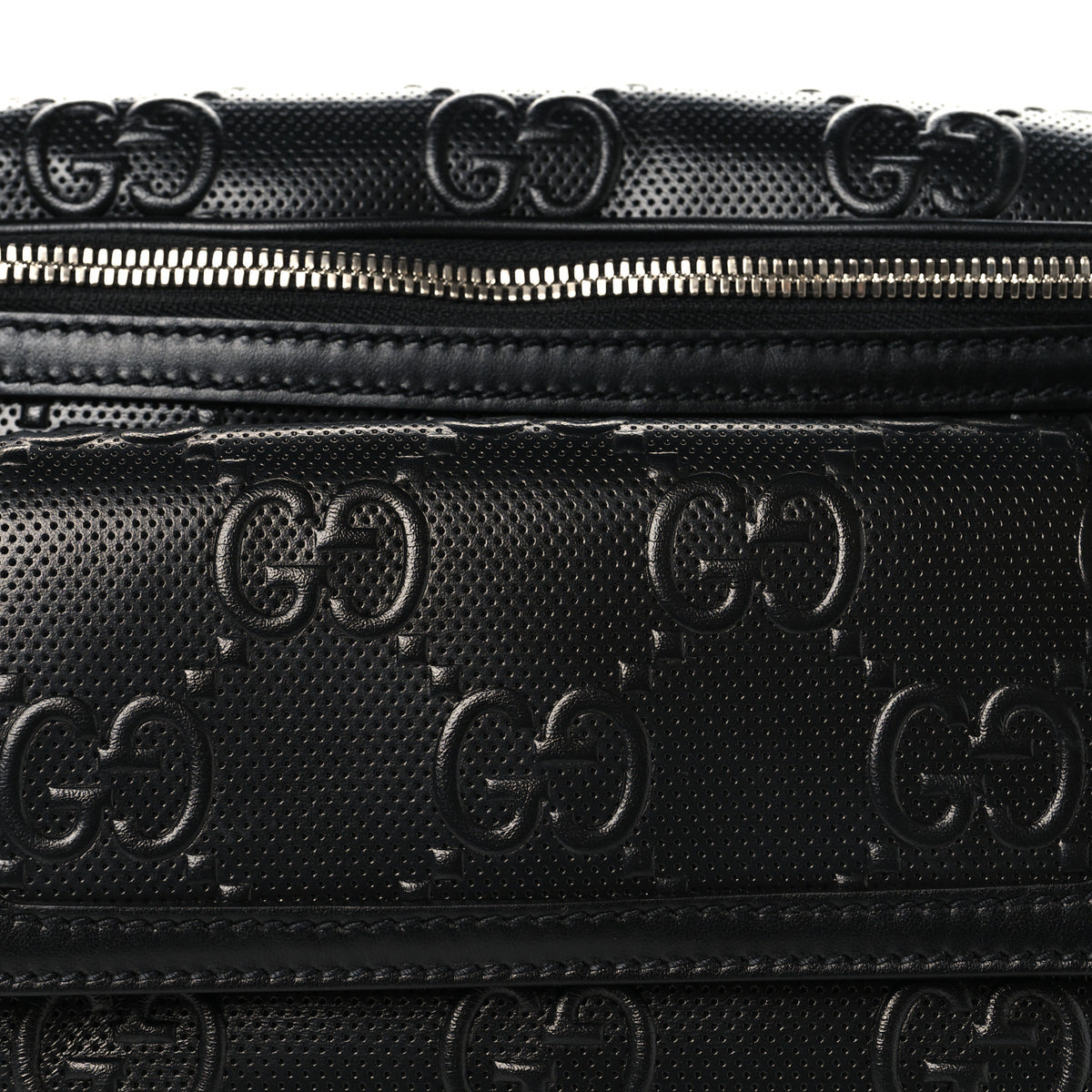 Calfskin GG Tennis Embossed Pocket Belt Bag Black