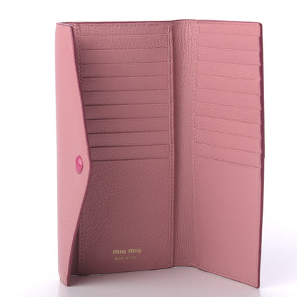 Miu Miu Goatskin Madras Love Forever Envelope Wallet Rosa 5 of 10
