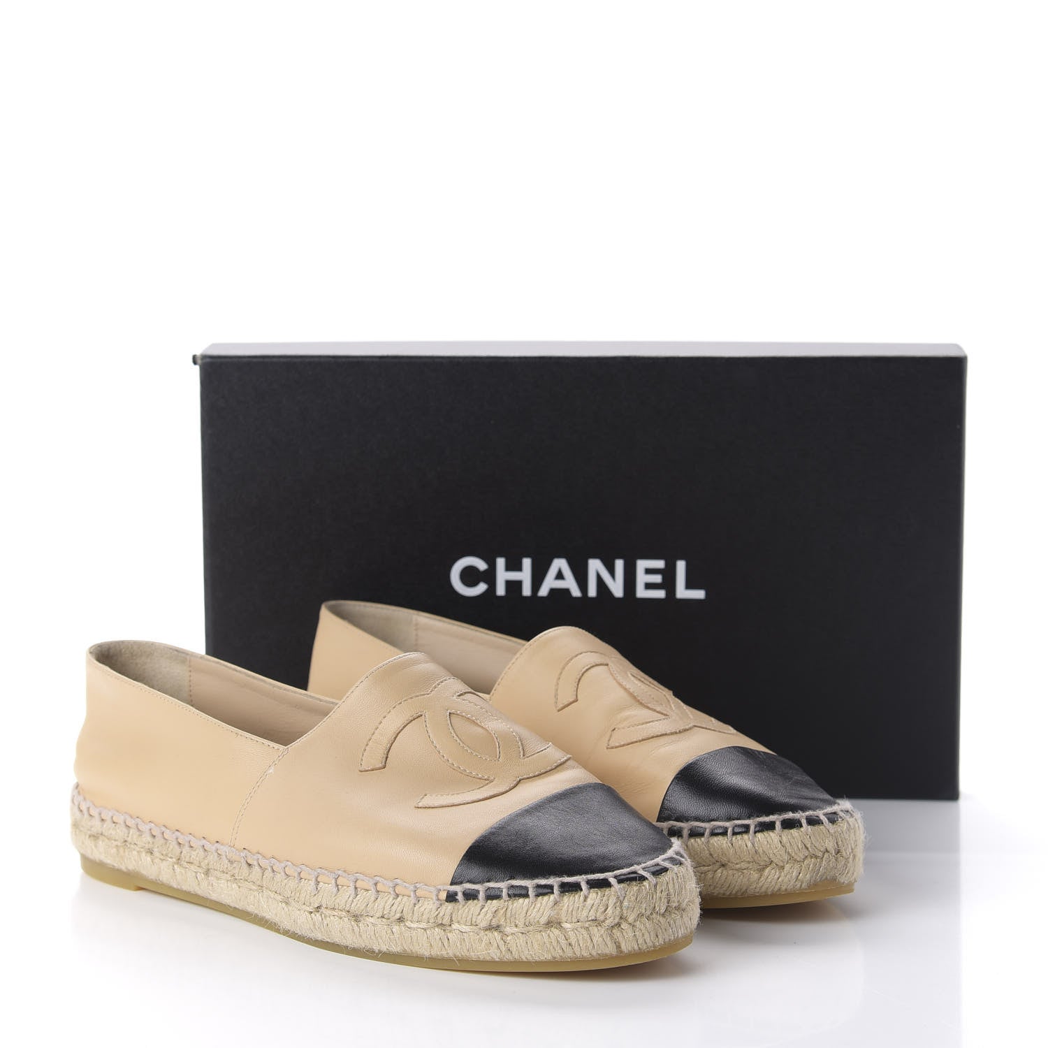 Chanel Lambskin CC Espadrilles 39 Beige Black 9 of 9