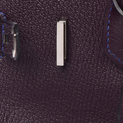 Hermes Chevre Mysore Bi-Color Horseshoe Birkin 30 Raisin Bleu Electrique 24 of 36