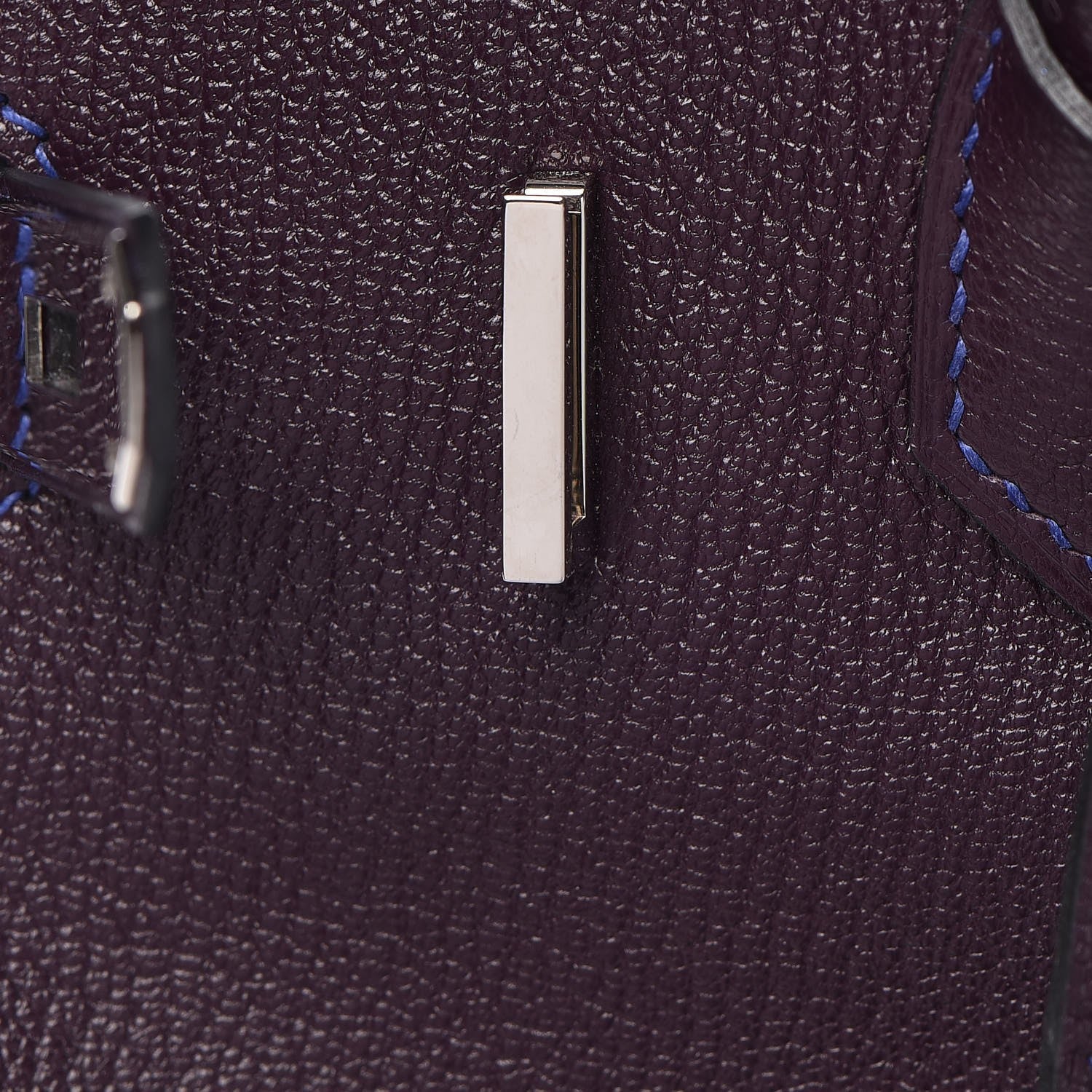 Hermes Chevre Mysore Bi-Color Horseshoe Birkin 30 Raisin Bleu Electrique 24 of 37