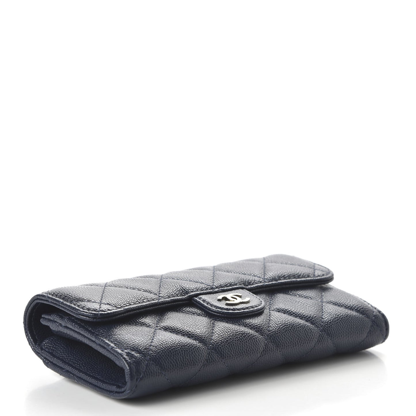 Caviar Quilted Medium Flap Wallet Blue