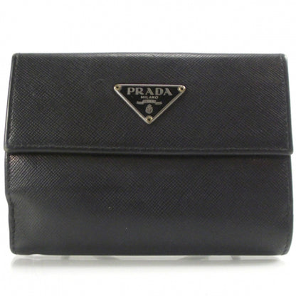 Prada Saffiano Small Flap Wallet Black 1 of 9