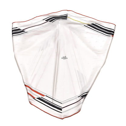 Hermes Silk Losange Jumping Quadridge Scarf GM White Black Vermillon 4 of 7