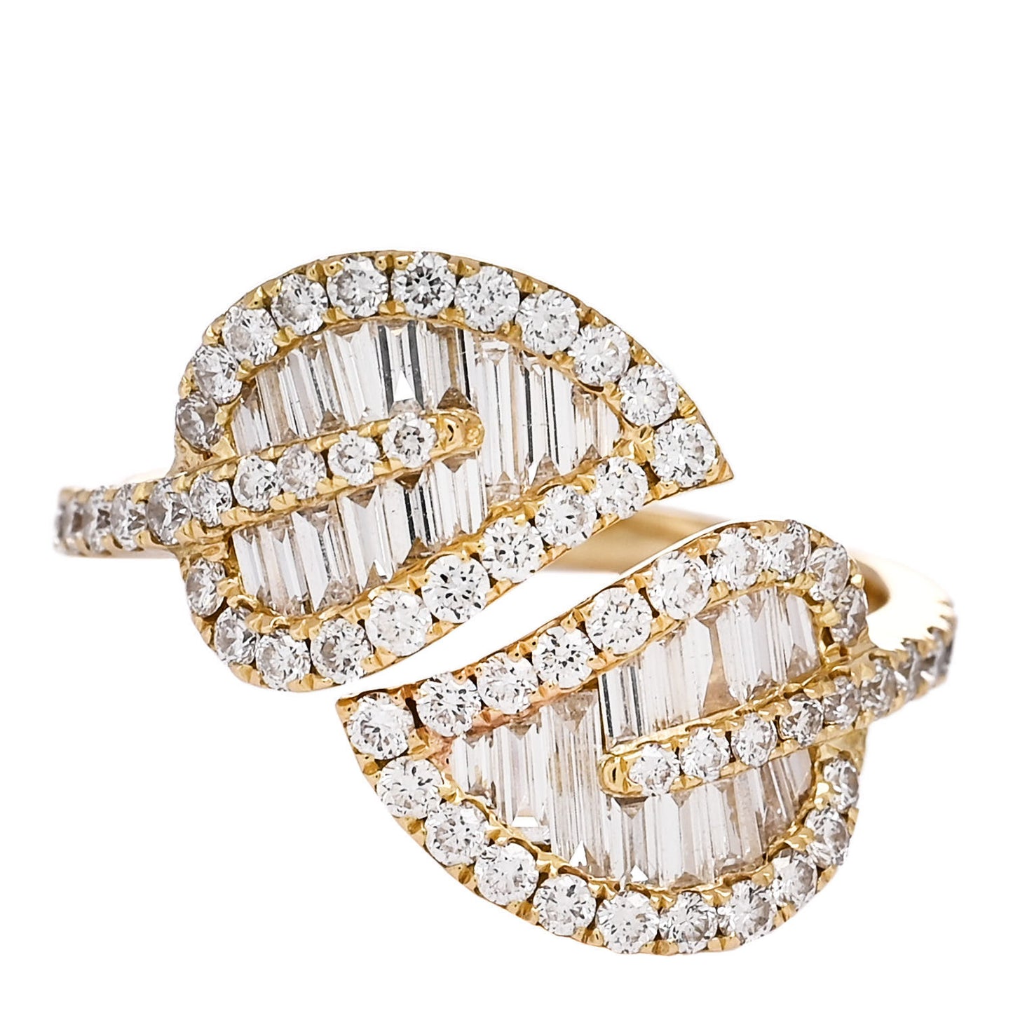 18K Yellow Gold Diamond Medium Palm Leaf Ring 53 6.5