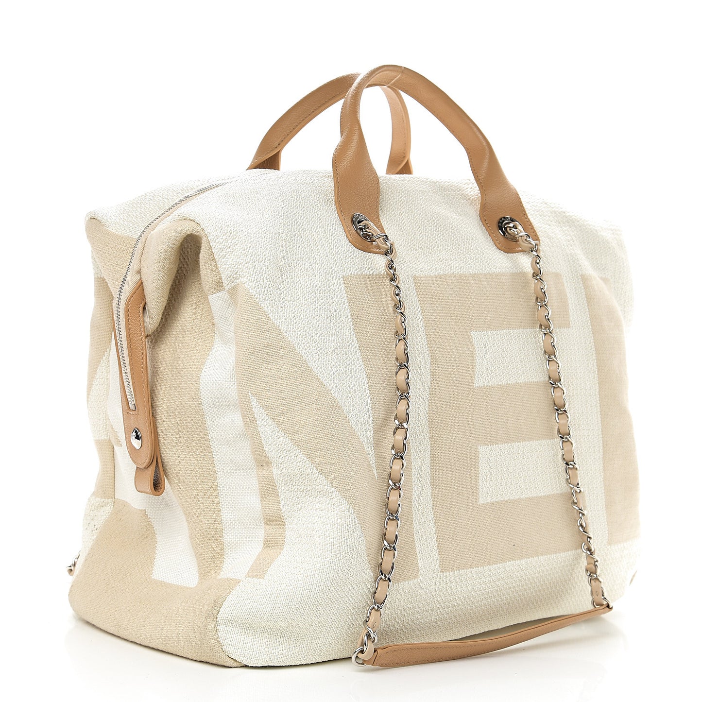 Canvas Maxi Bowling Bag White Beige