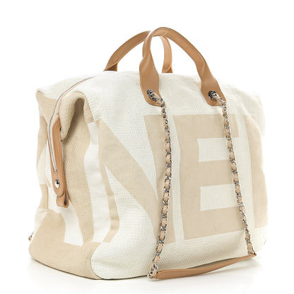 Chanel Canvas Maxi Bowling Bag White Beige 2 of 9