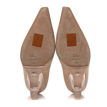 Christian Dior Grosgrain Neoprene Lucite Etoile Pumps 37.5 Nude 6 of 10