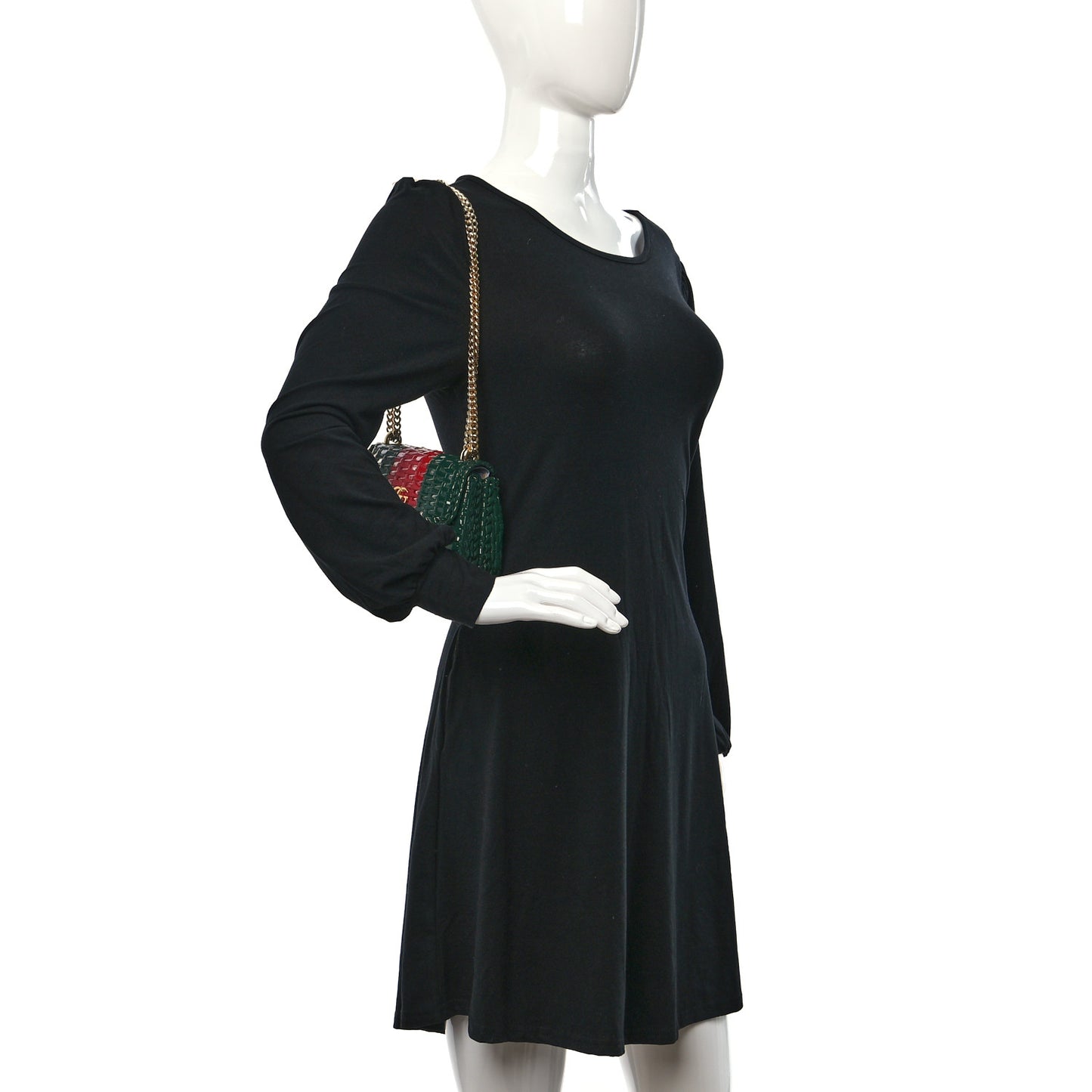 Glazed Wicker Stripe Small Cestino Shoulder Bag Green