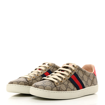 Gucci GG Supreme Monogram Womens Ace Low-Top Sneaker 38.5 Beige 3 of 9