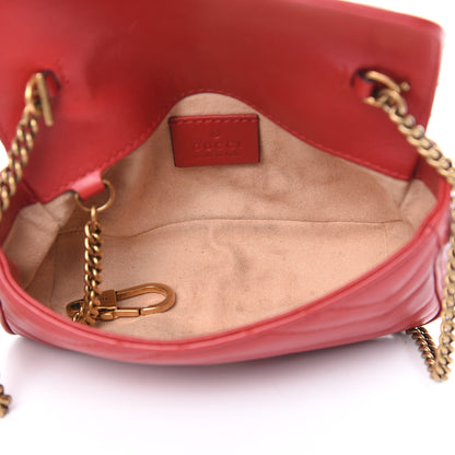 Gucci Calfskin Matelasse Super Mini GG Marmont Shoulder Bag Hibiscus Red 5 of 13