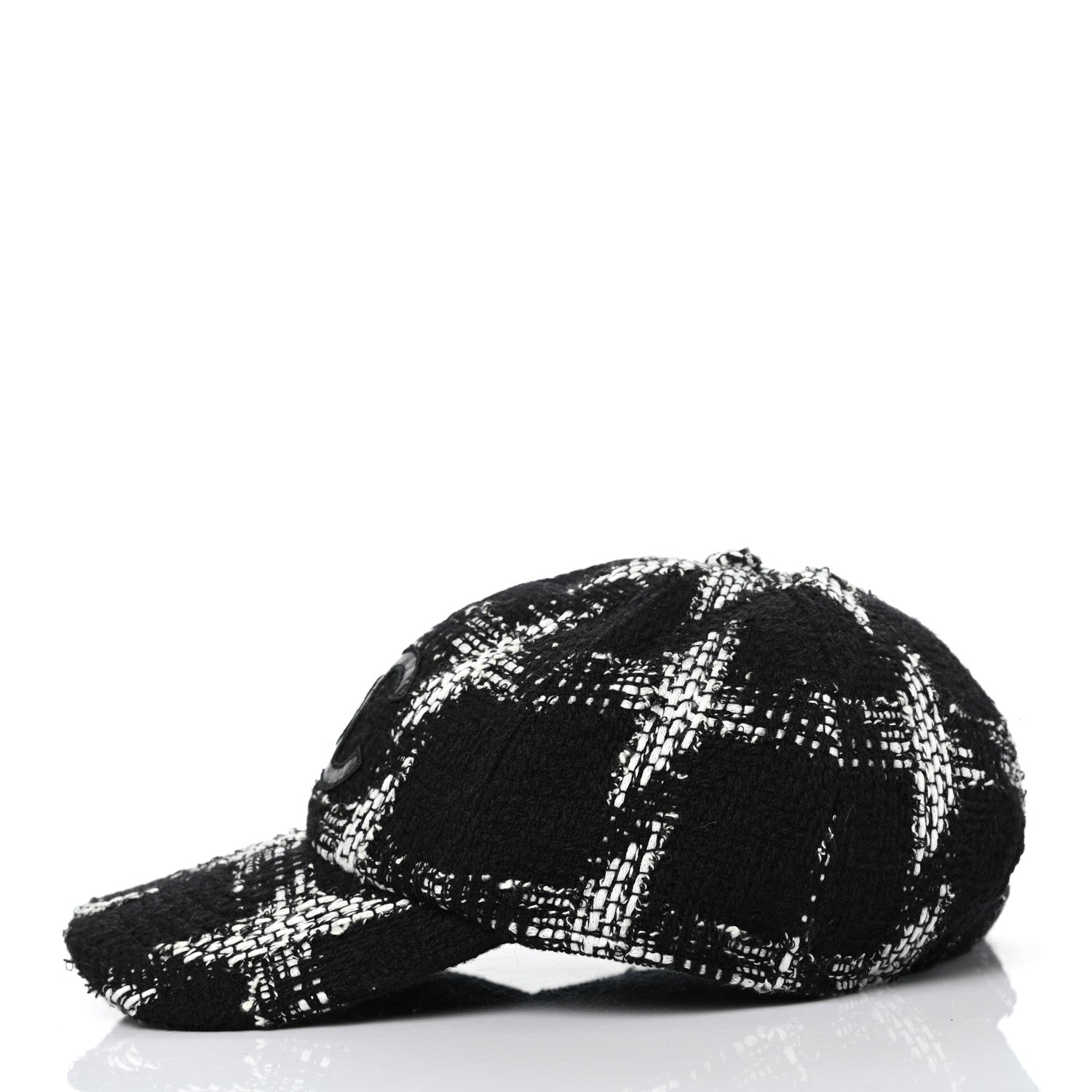 Chanel Tweed Cap Hat M Black White 4 of 8