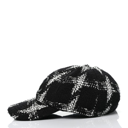 Chanel Tweed Cap Hat M Black White 4 of 8