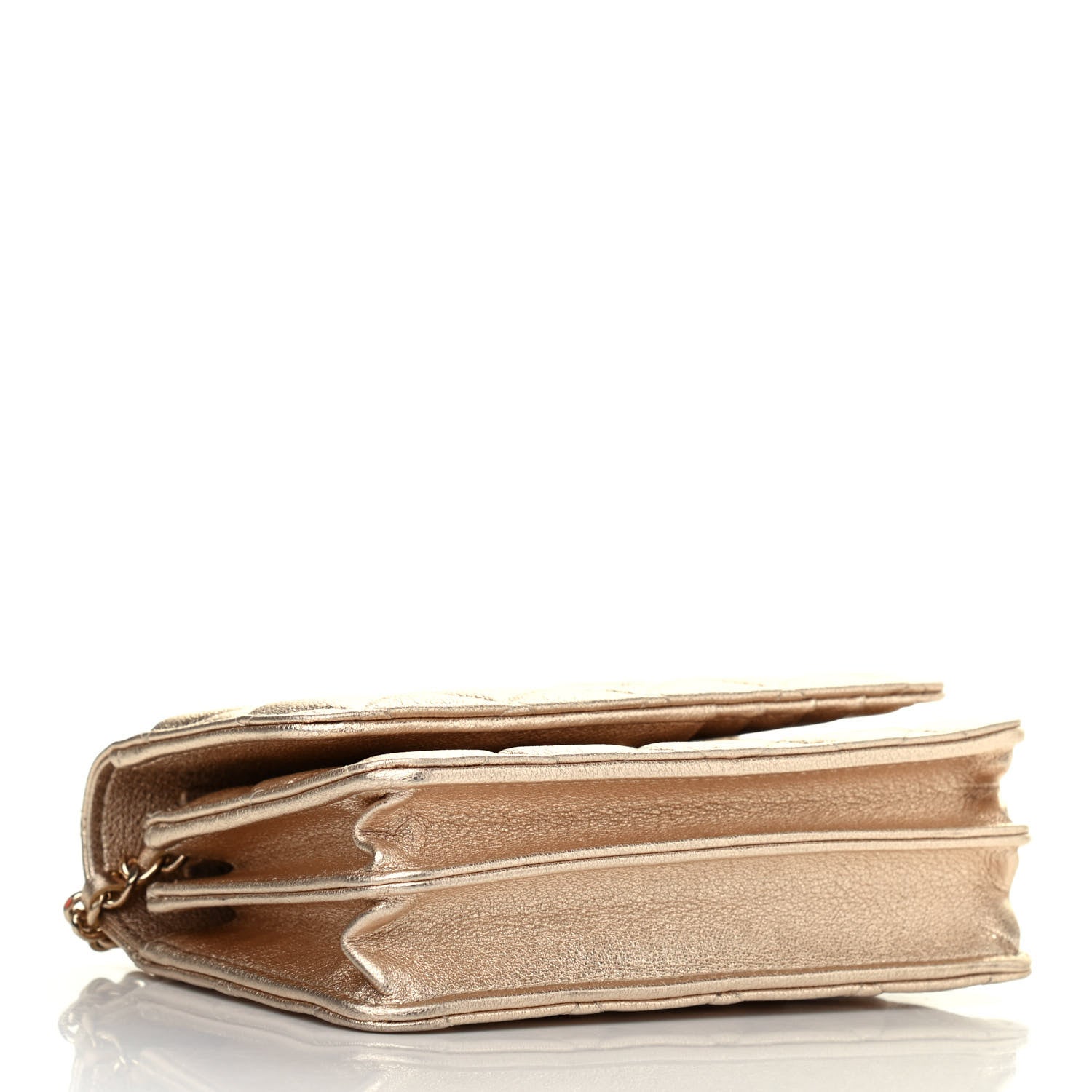 Chanel Metallic Lambskin Quilted Mini Wallet On Chain WOC Gold 3 of 4