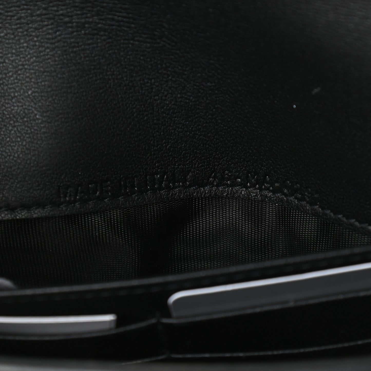 Grained Calfskin Saddle Chain Wallet Pouch Black