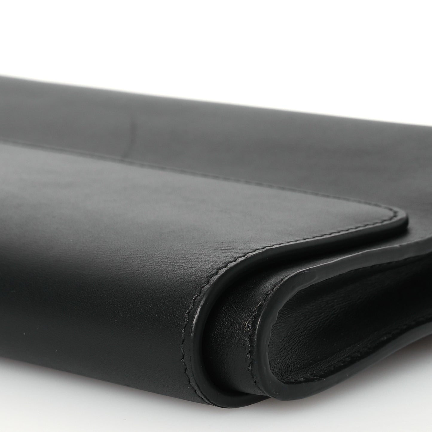 Smooth Calfskin Money Elongate Clutch Black