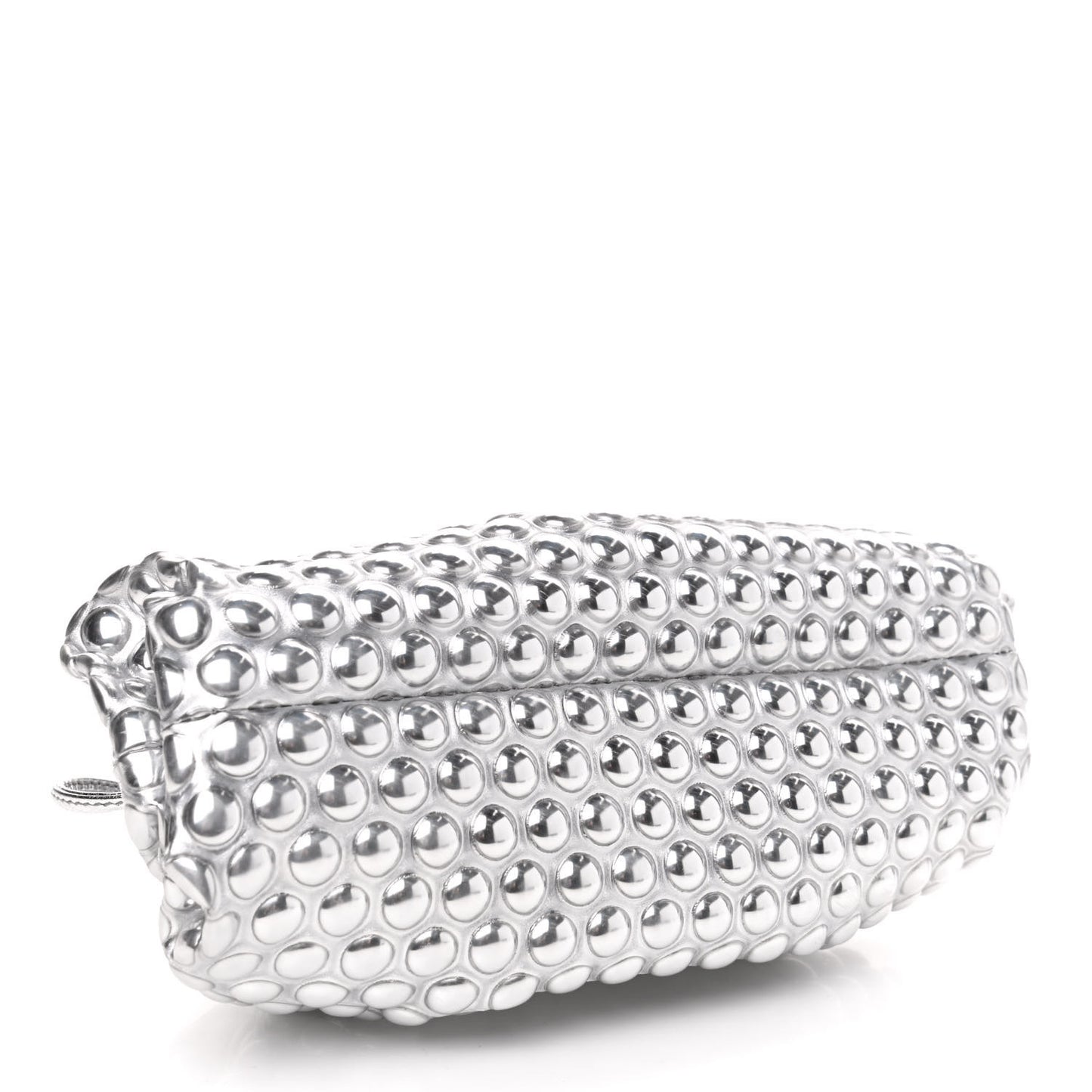 Metallic Fabric Studded The Mini Pouch Silver