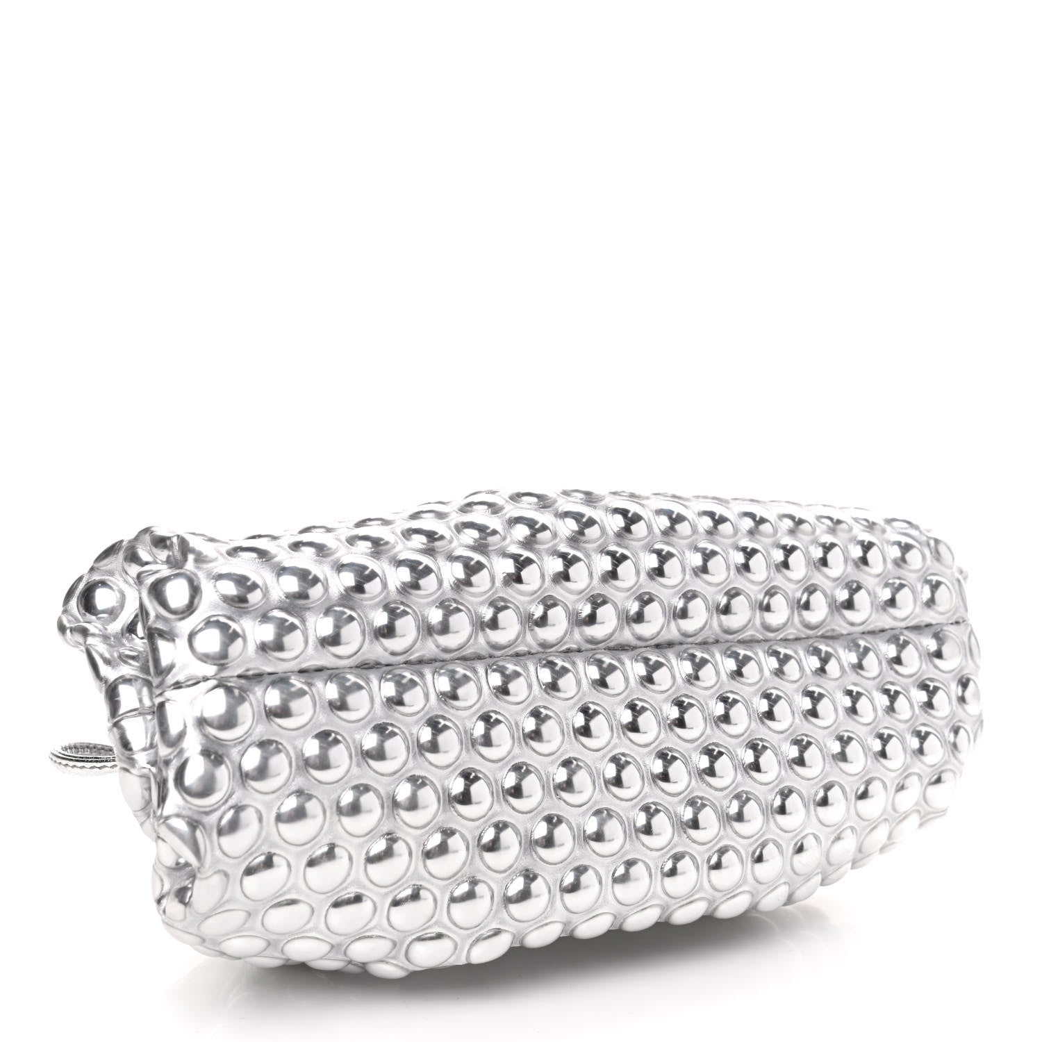Bottega Veneta Metallic Fabric Studded The Mini Pouch Silver 3 of 4