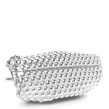 Bottega Veneta Metallic Fabric Studded The Mini Pouch Silver 3 of 4
