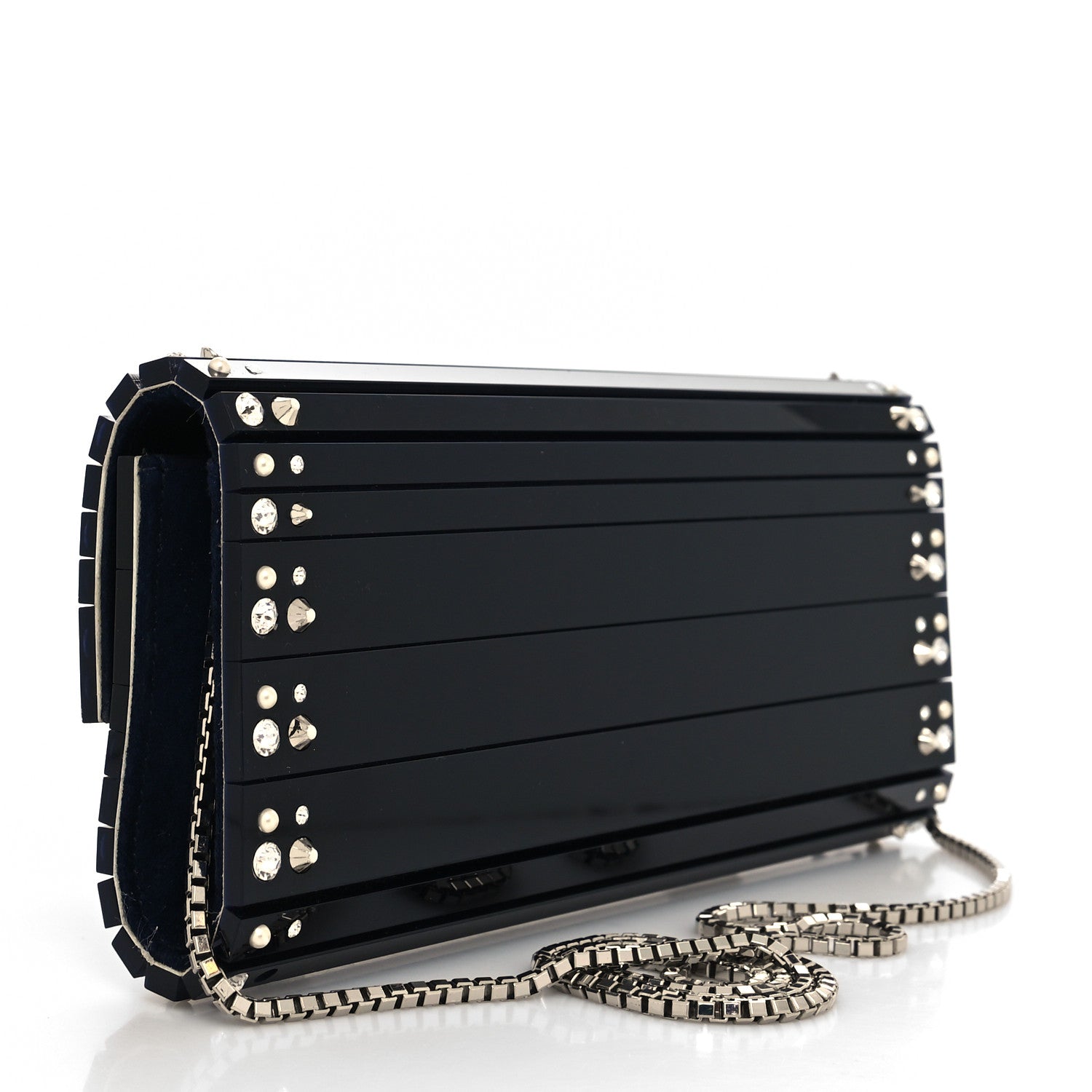 Jimmy Choo Acrylic Crystal Pearl Crystal Sweetie Clutch Navy 3 of 11