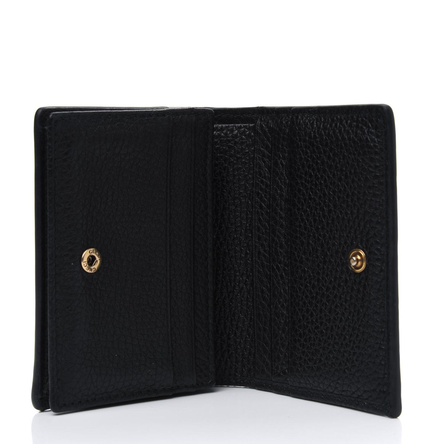 Pebbled Calfskin Animalier Card Case Black