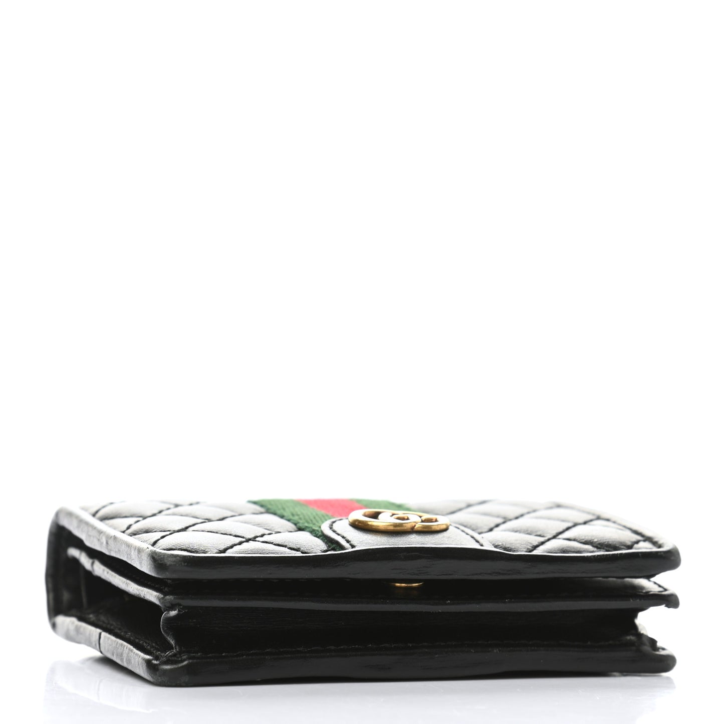 Calfskin Web Trapuntata GG Marmont Card Case Wallet Black