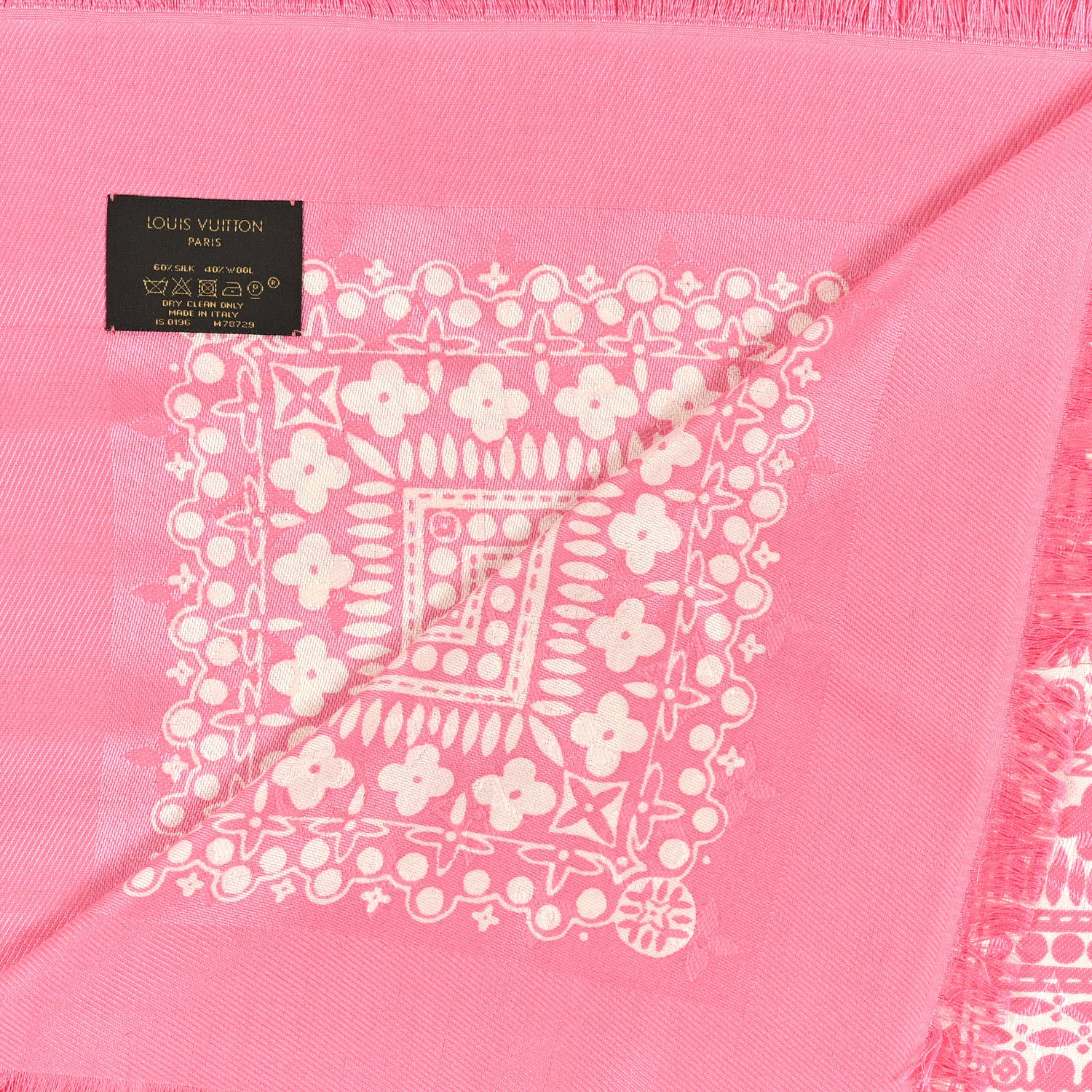 Louis Vuitton Silk Wool Amstramgram Shawl Pink 2 of 3
