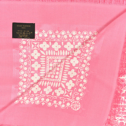 Louis Vuitton Silk Wool Amstramgram Shawl Pink 2 of 3