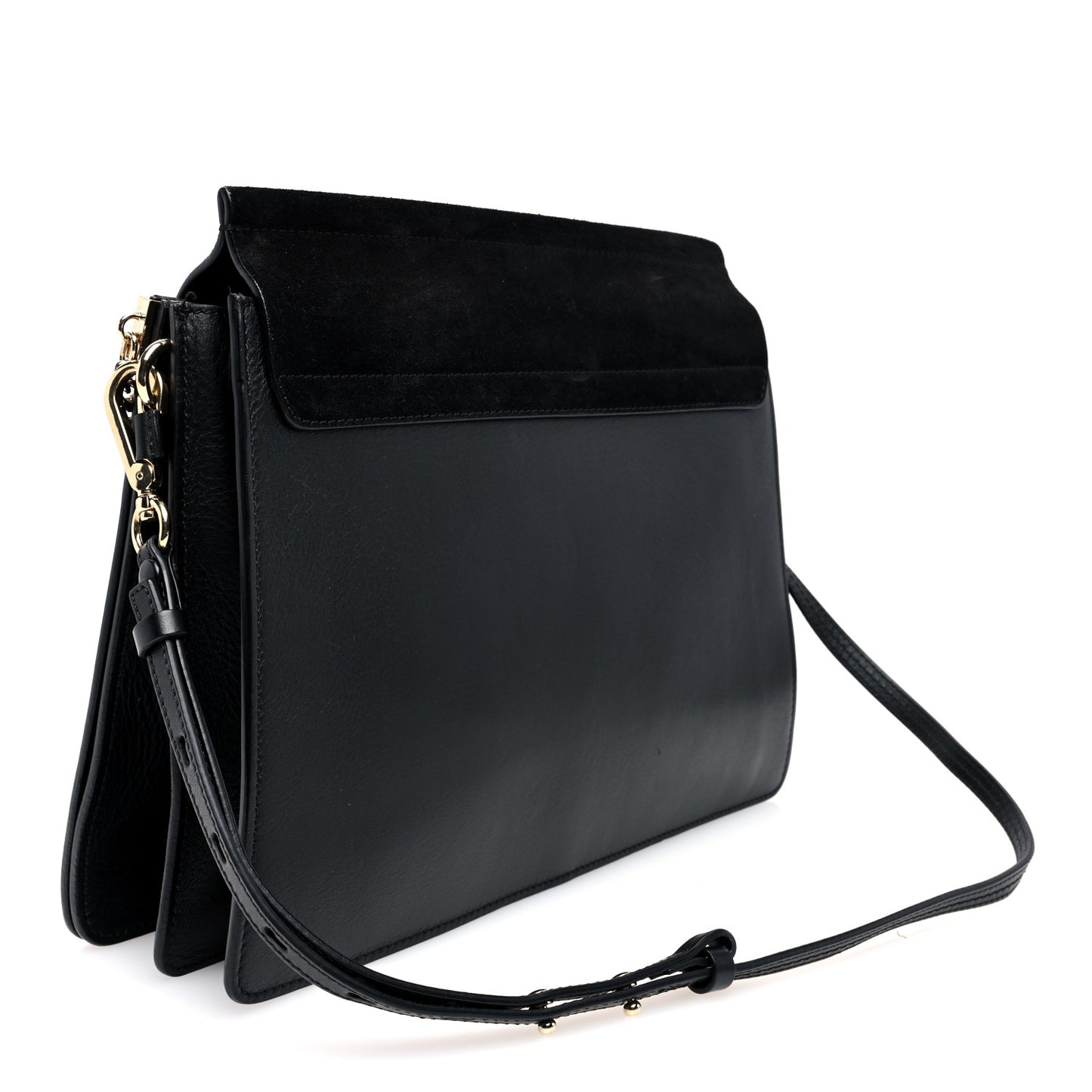 Suede Calfskin Medium Faye Shoulder Bag Black