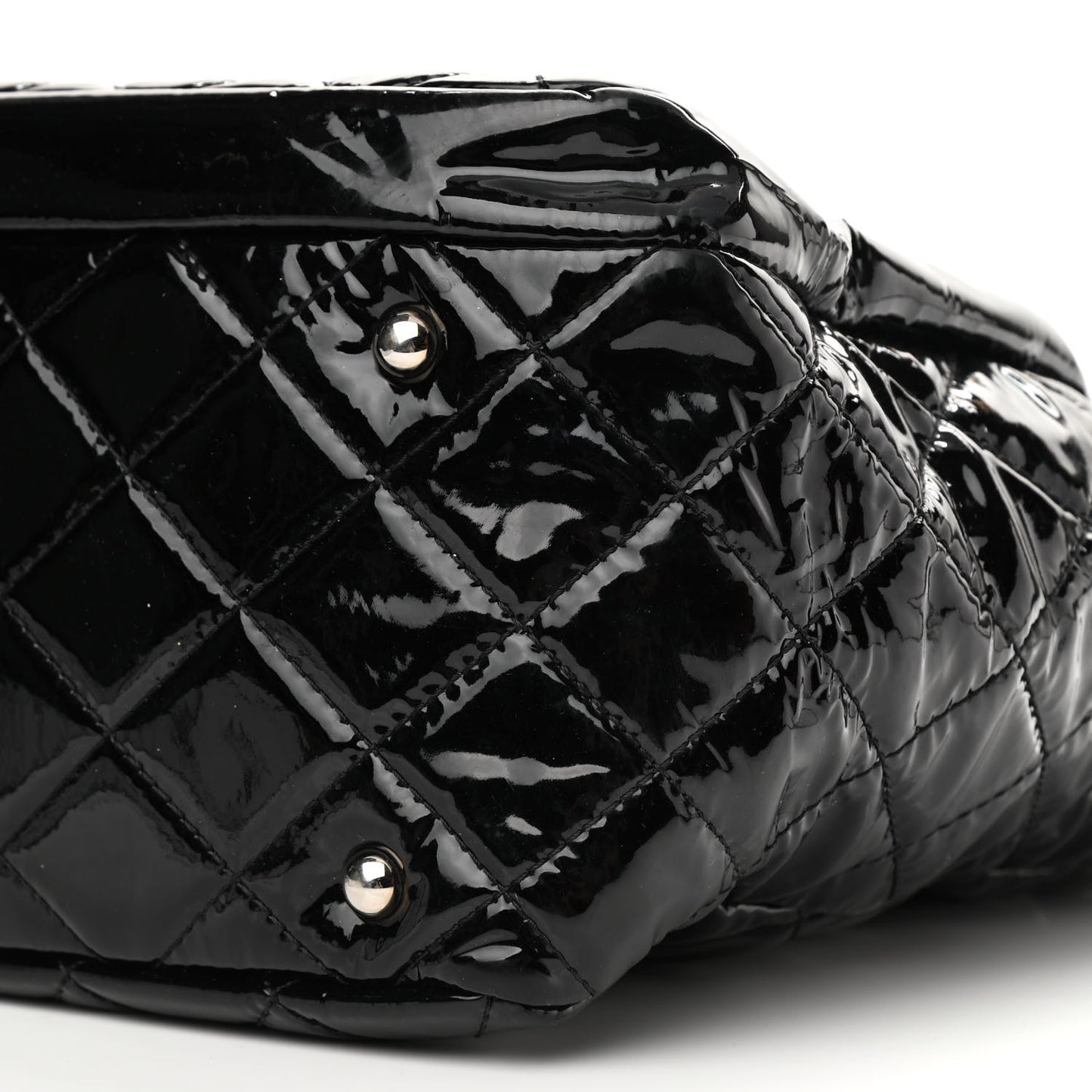 Patent Quilted Chic and Glitter Large Tote Black