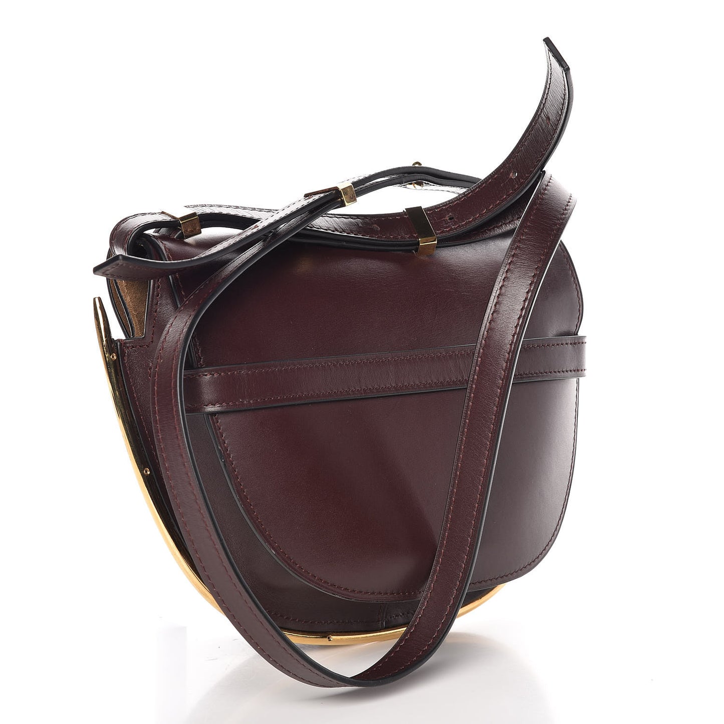 Calfskin Small Metal Gate Crossbody Bag Oxblood