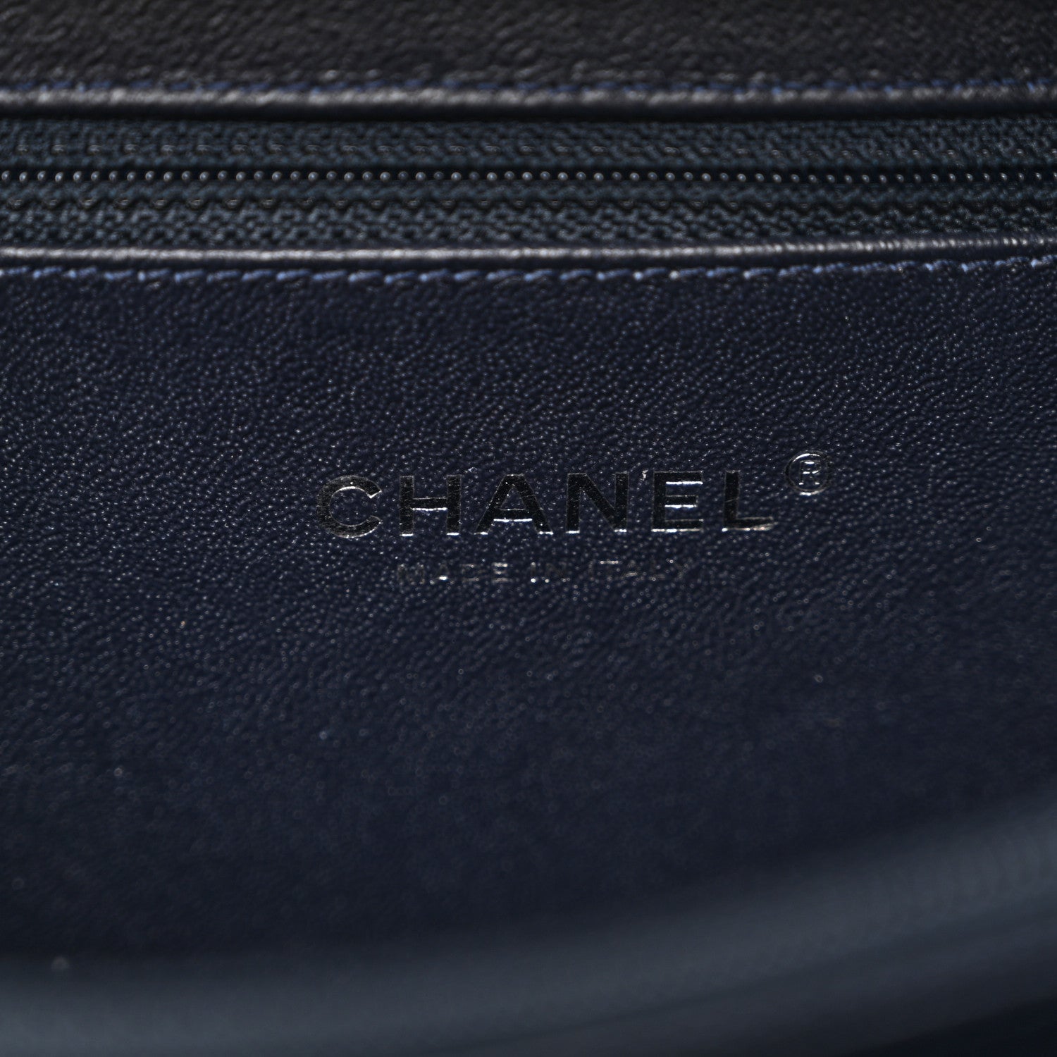 Chanel Caviar Quilted Striped Medium CC Filigree Vanity Case Navy White 6 of 10